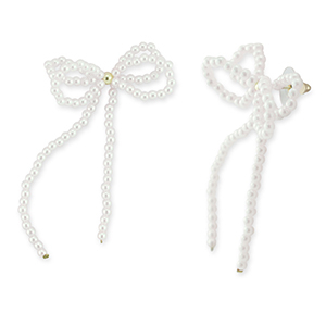 Trendy Ohrringe/Ohrstecker Perlen Schleife White-gold