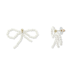 Trendy Ohrringe/Ohrstecker Perlen Schleife White-gold