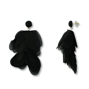 Trendy Ohrringe/Ohrstecker Chiffon Blume Black-gold