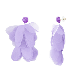 Trendy Ohrringe/Ohrstecker Chiffon Blume Lavender-gold