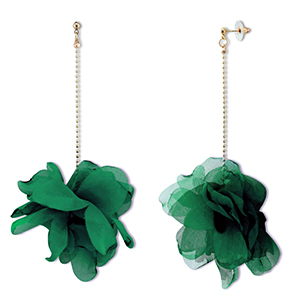 Trendy Ohrringe/Ohrstecker Chiffon Blume Dark green-gold