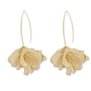 Trendy Ohrringe Chiffon Blume Beige brown-gold