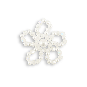 Statement-Anh&auml;nger Top Glas Facett Perlen & Perlen Blume Pearl white-transparent