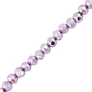 Top Glas Facett Perlen 4x3mm Rondellen Metallic purple