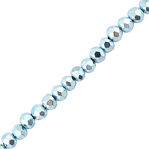 Top Glas Facett Perlen 4x3mm Rondellen Metallic light blue
