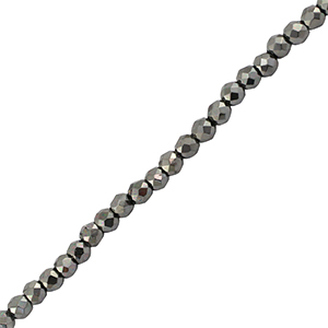 Top Glas Facett Perlen 2mm Rund Metallic gunmetal