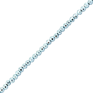 Top Glas Facett Perlen 2mm Rund Metallic light blue