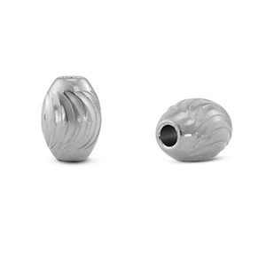 Stainless steel - Rostfrei Stahl Perlen oval Silver