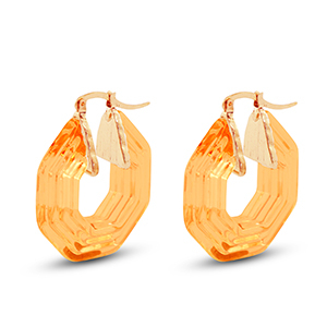 Trendy Resin Ohrringe Hexagon Gold-transparent orange