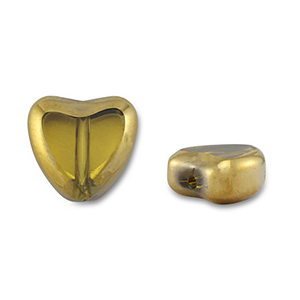 Glasperlen Herz Yellow transparent-gold