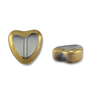 Glasperlen Herz Grey transparent-gold