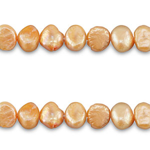 S&uuml;sswasserperlen Nugget Oval Peach-orange