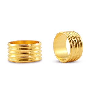 Metall Schieber DQ Ring geriffelt Gold (Nickelfrei)