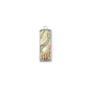 Resin Anh&auml;nger mit Imitation Muschel Rechteck Silver-taupe