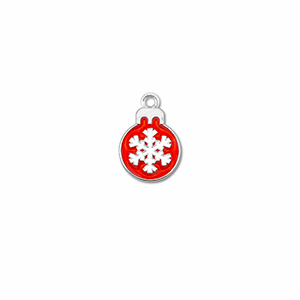 Metall Anh&auml;nger Kristbaumkugel Silber-rot-wei&szlig;