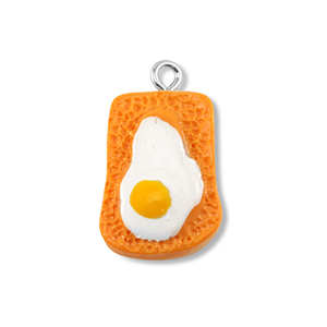 Resin Anh&auml;nger Toast mit Ei Orange-white-yellow