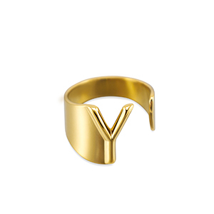 Ringe aus Stainless Steel - Rostfreiem Stahl Buchstabe Y Gold