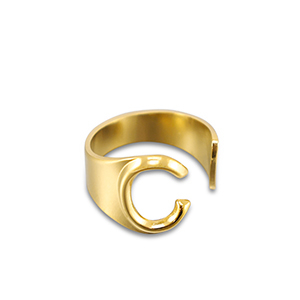 Ringe aus Stainless Steel - Rostfreiem Stahl Buchstabe C Gold