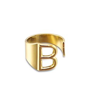 Ringe aus Stainless Steel - Rostfreiem Stahl Buchstabe B Gold