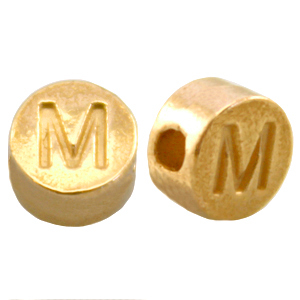 DQ Metall Perlen Buchstabe M Gold  (Nickelfrei)