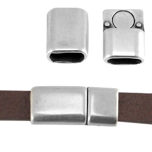 Magnetverschluss DQ Metall f&uuml;r 10mm flach Leder Antik silber (Nickelfrei)