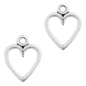 Metall Anh&auml;nger DQ offenes Herz Antik silber (Nickelfrei)