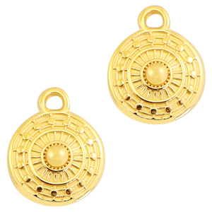 Metall Anh&auml;nger DQ rund 11x9mm Gold (nickelfrei)