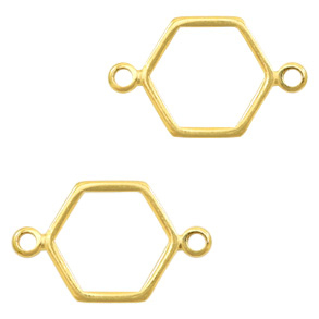 Metall Anh&auml;nger DQ Zwischenst&uuml;ck Hexagon Gold (Nickelfrei)