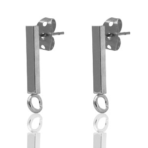 Metall Zubeh&ouml;r DQ Earpin Bar Silber anthrazit (Nickelfrei)