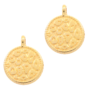 Metall Anh&auml;nger DQ Leopardenmuster 12mm Gold (Nickelfrei)