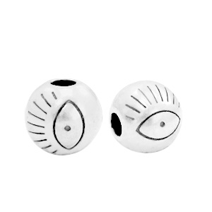 Metall Perlen DQ mit Auge 6mm Antik silber (Nickelfrei)