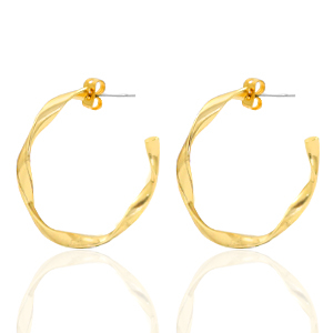 Metall Zubeh&ouml;r DQ Creolen 32mm Twist Gold (Nickelfrei)