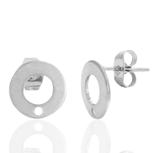 Ohrringe aus Stainless Steel - Rostfreiem Stahl Ohrstecker 10mm mit &Ouml;se Silber
