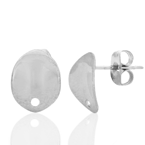 Ohrringe aus Stainless Steel - Rostfreiem Stahl Ohrstecker oval mit &Ouml;se Silber