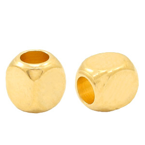 Metall Perlen DQ Cube 4mm Gold (Nickelfrei)