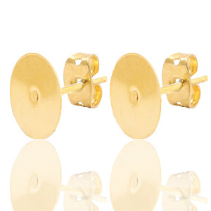 Metall Zubeh&ouml;r DQ Ohrstecker 10mm Gold (Nickelfrei)