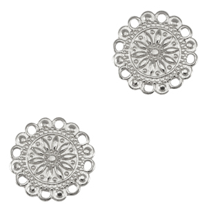Metall Anh&auml;nger DQ Zwischenst&uuml;ck Blume Antik silber (Nickelfrei)