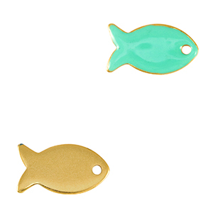 Metall Anh&auml;nger DQ Fisch Gold-veraman blue (nikkelvrij)
