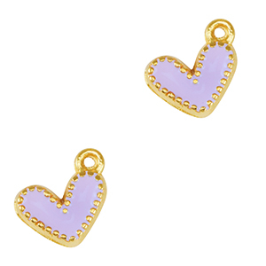 Metall Anh&auml;nger DQ Herz Gold-lavender purple (nikkelvrij)
