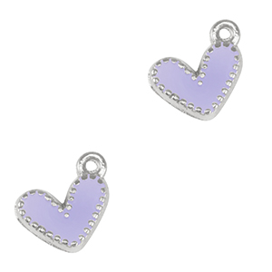 Metall Anh&auml;nger DQ Herz Antik silber-lavender purple (nikkelvrij)