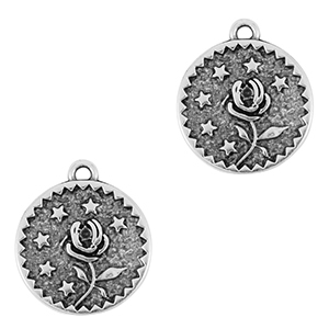 Metall Anh&auml;nger DQ Blume Antik silber (Nickelfrei)
