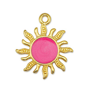 Metall Anh&auml;nger DQ Sonne Pearl Pink-Gold (Nickelfrei)