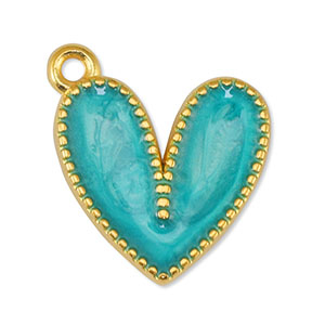 Metall Anh&auml;nger DQ Herz Pearl Turquoise-Gold (Nickelfrei)
