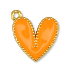 Metall Anh&auml;nger DQ Herz Orange-Gold (Nickelfrei)