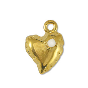 Metall Anh&auml;nger DQ Herz Off White-Gold (Nickelfrei)