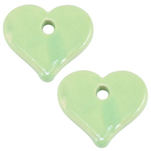 DQ Griechische Keramik Perlen Herz Light green