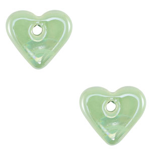 DQ Griechische Keramik Perlen Herz Light green