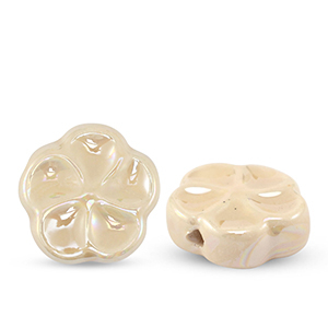Perlen Keramik Blume Beige