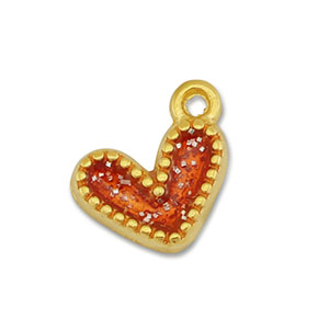 Metall Anh&auml;nger DQ Herz Gold-glitter red (Nickelfrei)