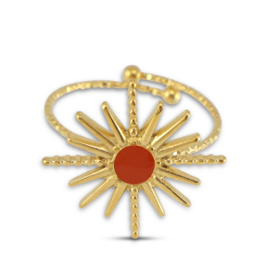 Ringe aus Stainless Steel - Rostfreiem Stahl Enamel Stern Gold-orange